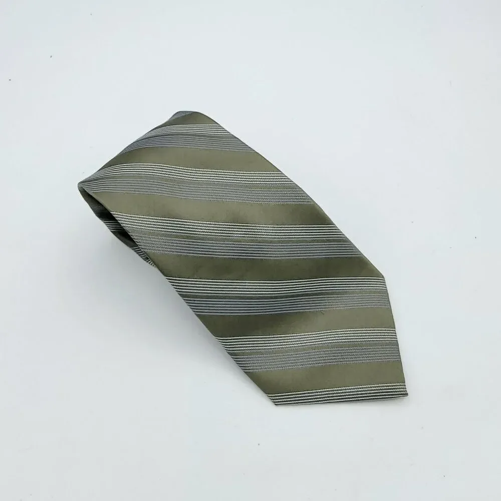 Steve & Barry's Men’s necktie Green W/Blue & White Stripes 58.5 x 3.75